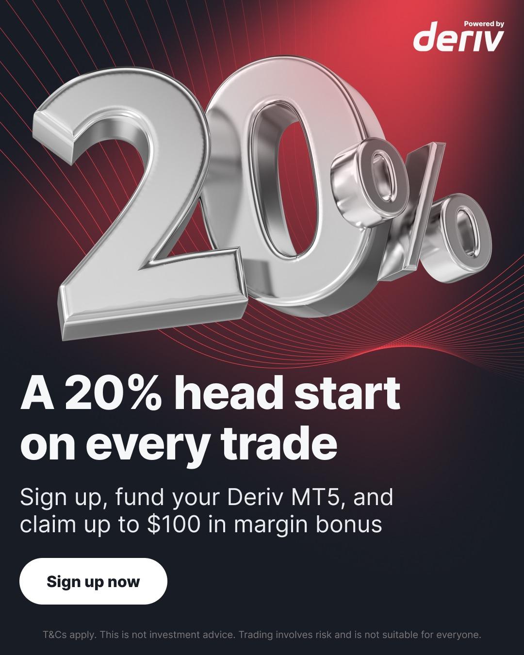 Not for long! Sign up and fund your Deriv MT5 by 30 April